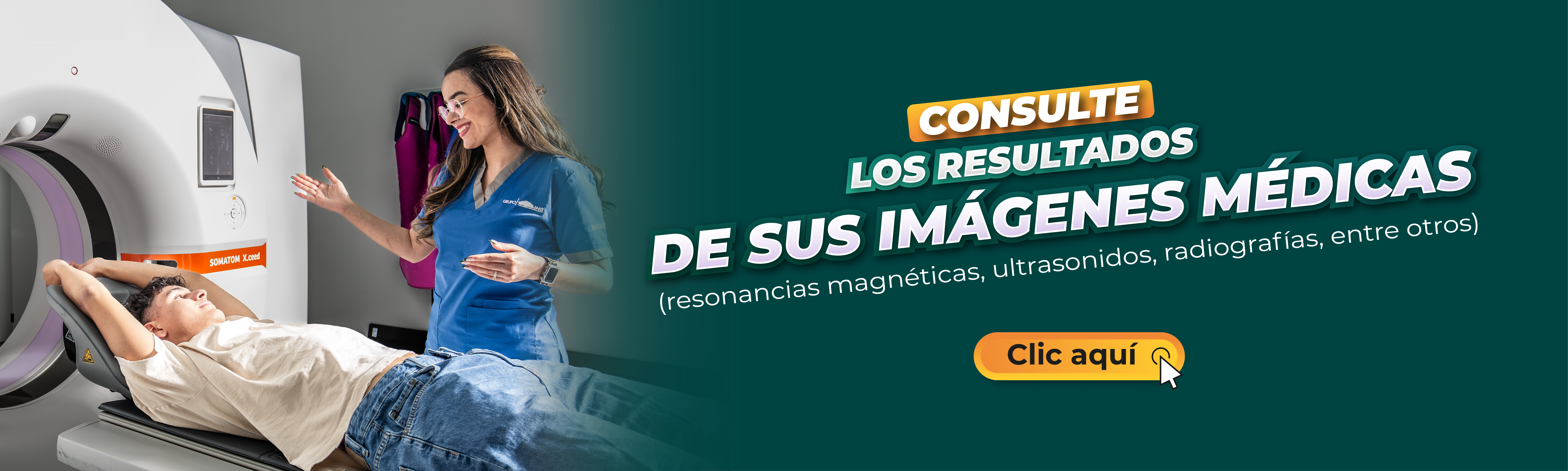 En la imagen se lee: Consulte los resultados de imágenes médicas, clic en la imagen