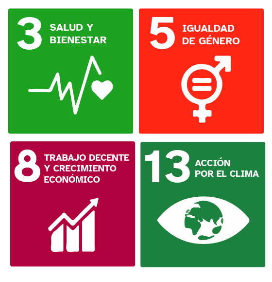 Objetivos de sostenibilidad: Salud y bienestar, igualdad de género, trabajo decente y crecimiento económico y acción por el clima