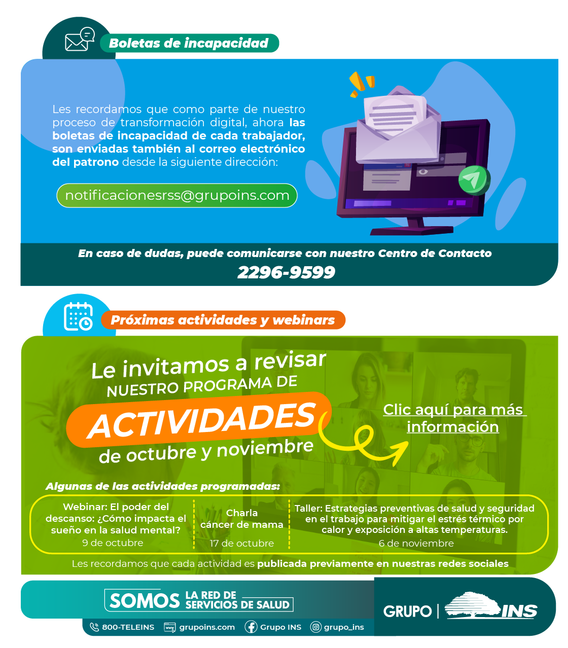 Actividades de prevención de octubre y noviembre
